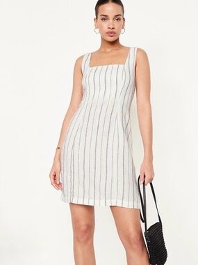 Old Navy Striped Linen Blend Square Neck Mini Dress Size Large